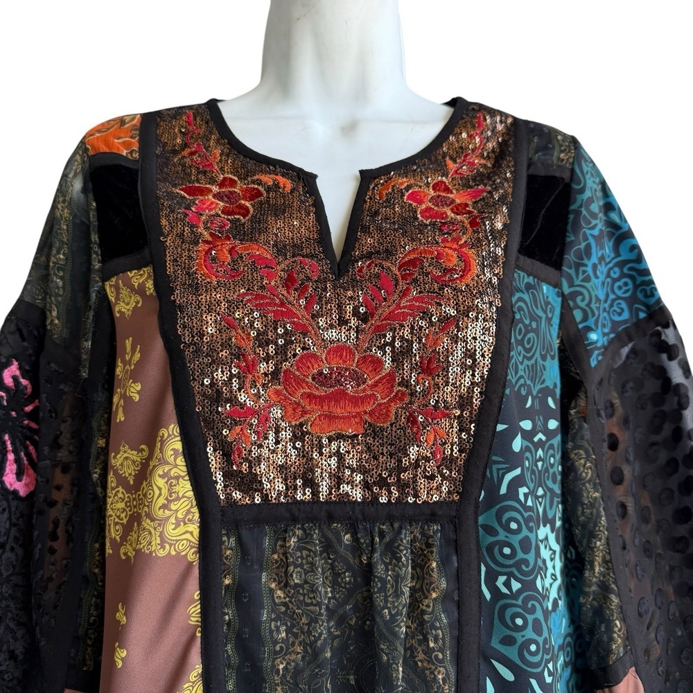 Soft Surroundings Patchwork Boho Tunic Top Embroi… - image 2